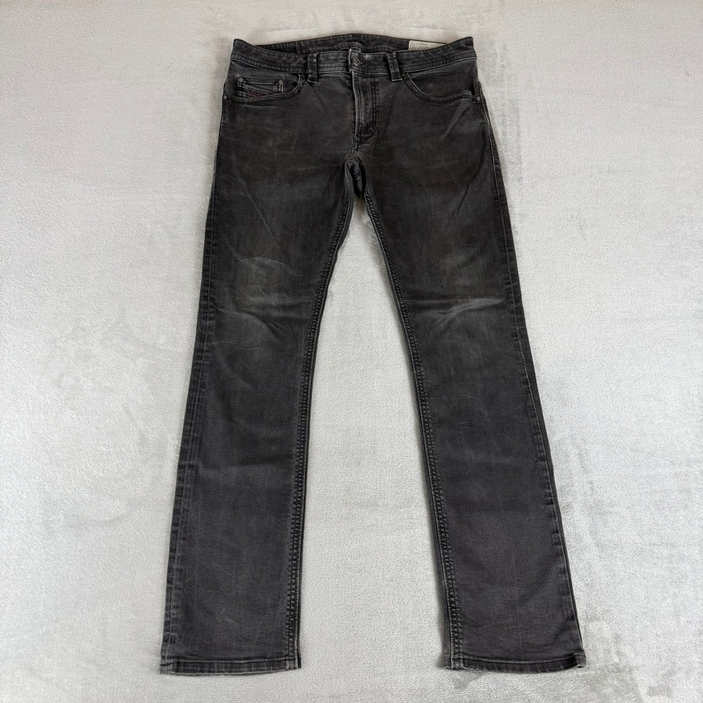 Diesel Thavar Slim Skinny Jeans Mens 32x30 Black Denim Stretch Distressed